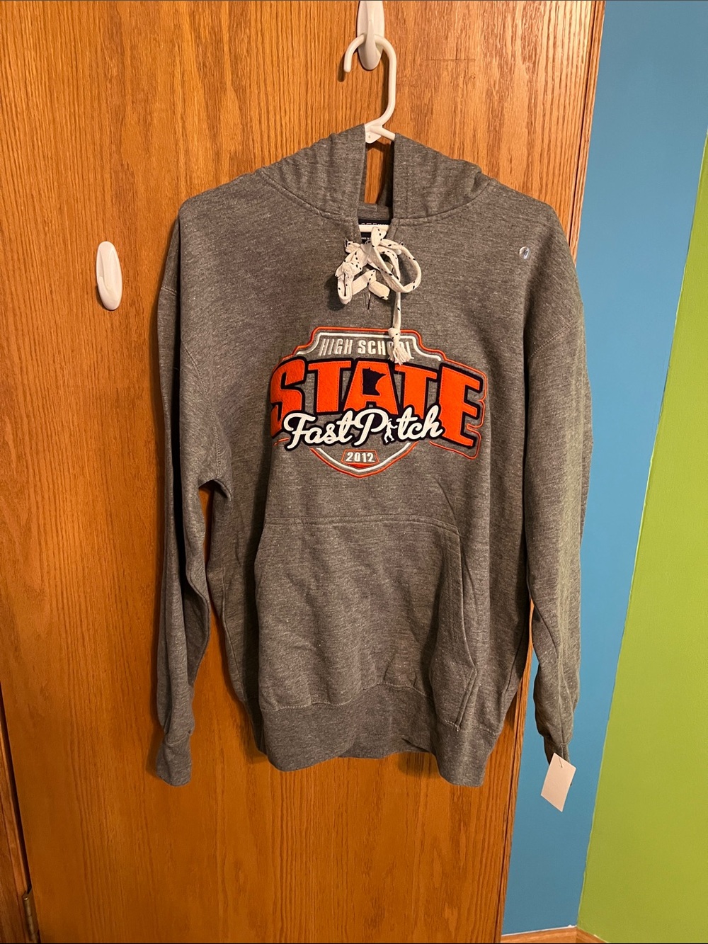 NWT Minnesota Gray Hoodie with Orange & White 'State FastPitch' Graphic Medium